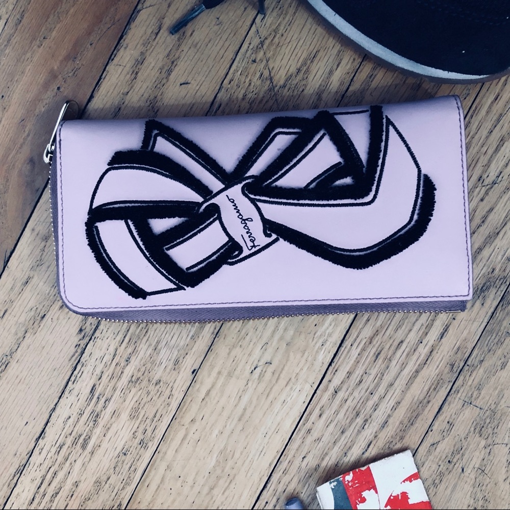 Ferragamo Pink Bow Wallet two very small flaws